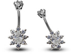 Silver Flower Belly Ring: CZ Crystal Navel Bar (14g)