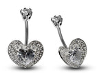 Heart CZ Crystal Belly Ring: 925 Silver Navel Bar 16g