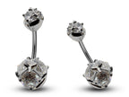 Triple Crystal Navel Ring: 14g Surgical Steel Belly Bar