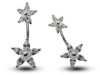 Silver Double Flower Belly Ring: Surgical Steel Navel Piercing