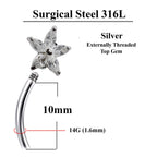 Silver Double Flower Belly Ring: Surgical Steel Navel Piercing