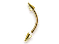 14K Solid Gold Spike Eyebrow Piercing Jewellery Curved Barbell Cones - 1pc Each Order
