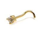 14K Gold Nose Screw Stud: 20G 18G 16G 14G Crystal Nostril Piercing
