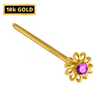 18K Gold Nose Pin - Highest Quality Crystals Hand Set - Nose Stud Piercing for pierced Nose made of Solid Gold