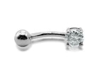 14K Gold Belly Bar: Crystal Navel Ring, Rook Cartilage Piercing 16G
