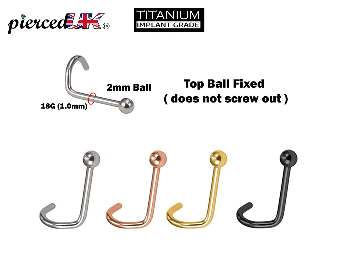 18G Titanium Ball Nose Stud: 2mm Fixed Ball Nostril Jewelry