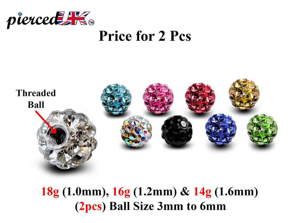 Disco Ball Piercing Attachment: Cubic Zircon Crystal (2pcs)