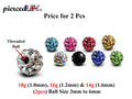 Disco Ball Piercing Attachment: Cubic Zircon Crystal (2pcs)
