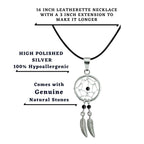 Silver Dreamcatcher Pendant: Genuine Stone Bead Necklace