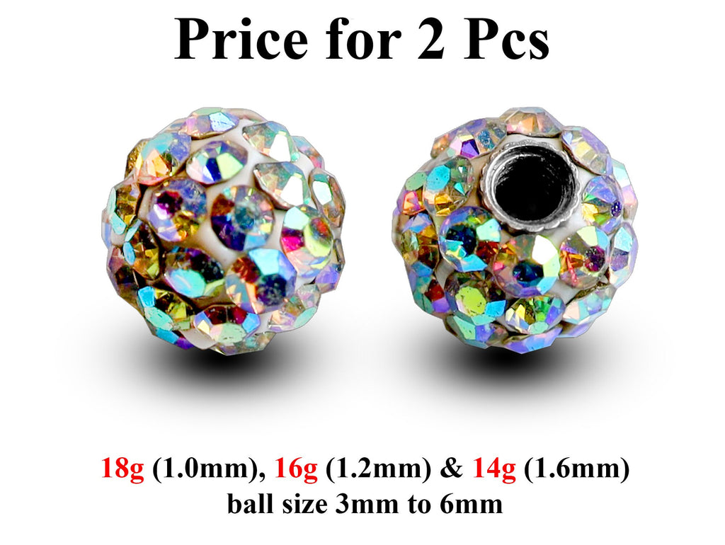 Disco Ball Piercing Attachment: Cubic Zircon Crystal (2pcs)