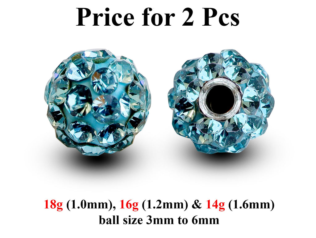 Disco Ball Piercing Attachment: Cubic Zircon Crystal (2pcs)