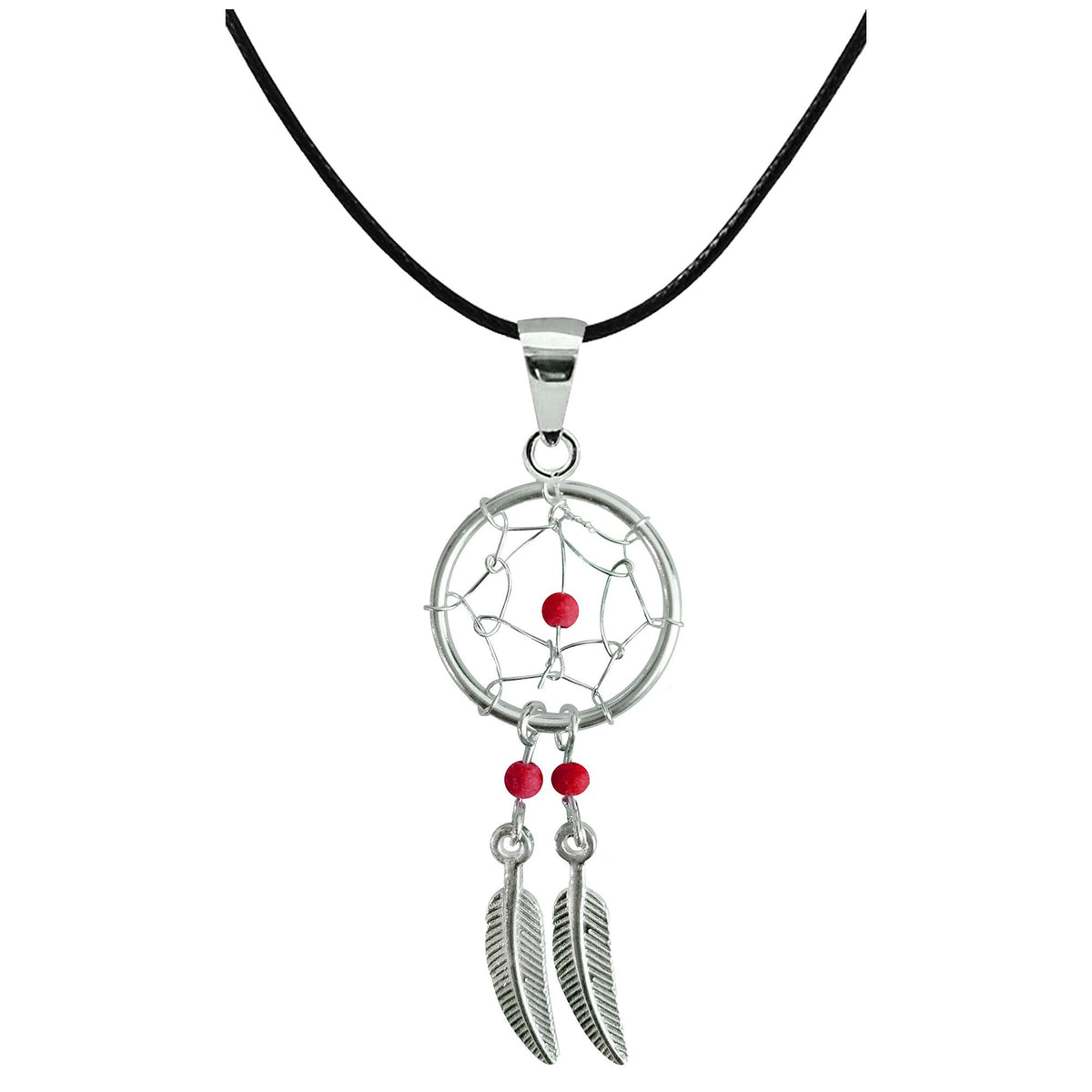 Silver Dreamcatcher Pendant: Genuine Stone Bead Necklace