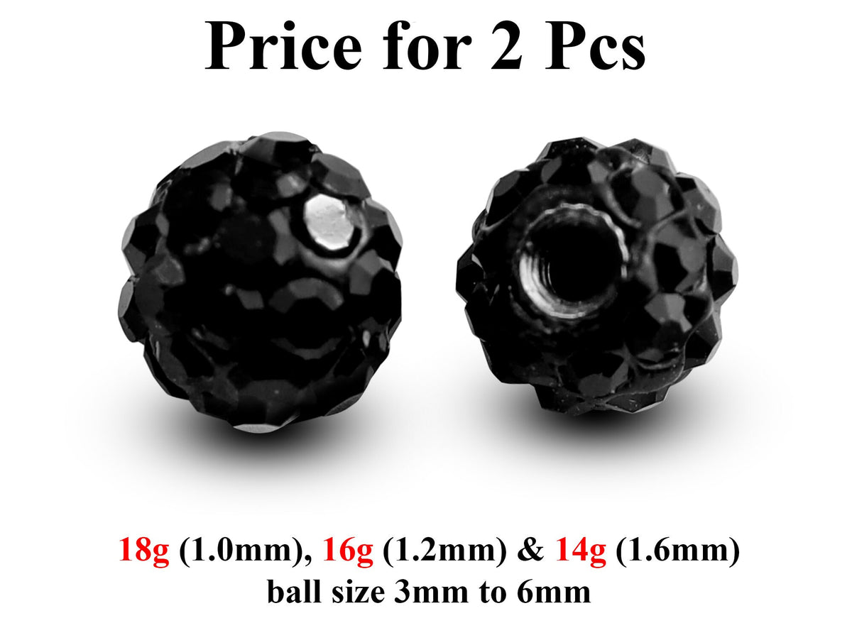 Disco Ball Piercing Attachment: Cubic Zircon Crystal (2pcs)