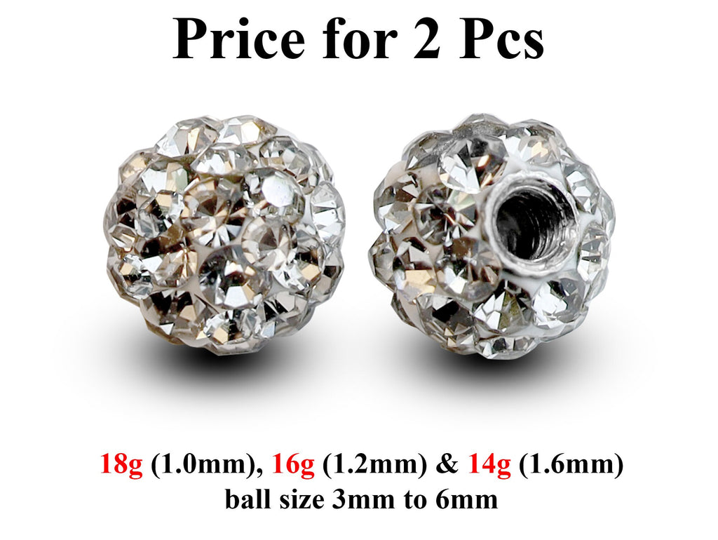 Disco Ball Piercing Attachment: Cubic Zircon Crystal (2pcs)