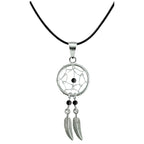 Silver Dreamcatcher Pendant: Genuine Stone Bead Necklace