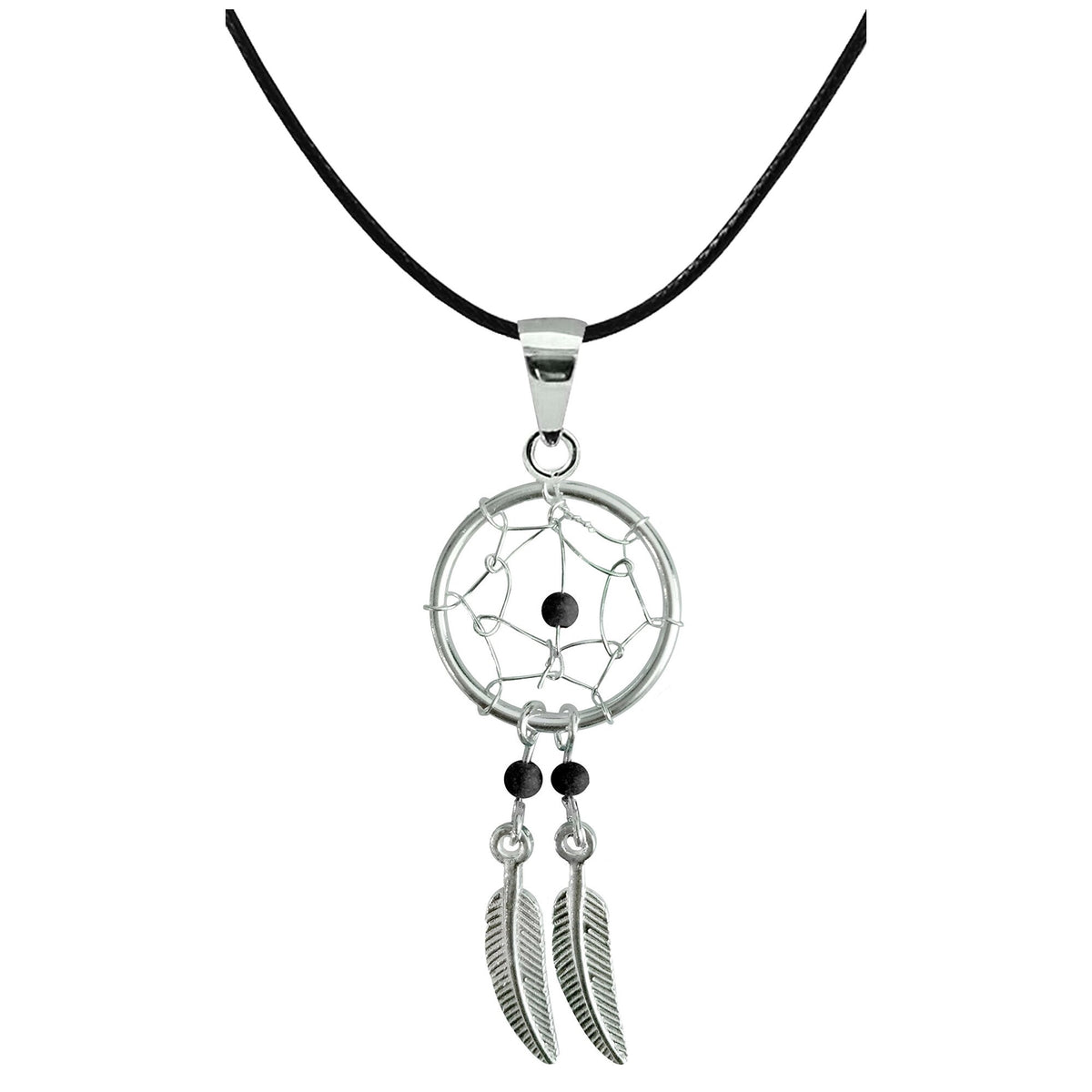 Silver Dreamcatcher Pendant: Genuine Stone Bead Necklace