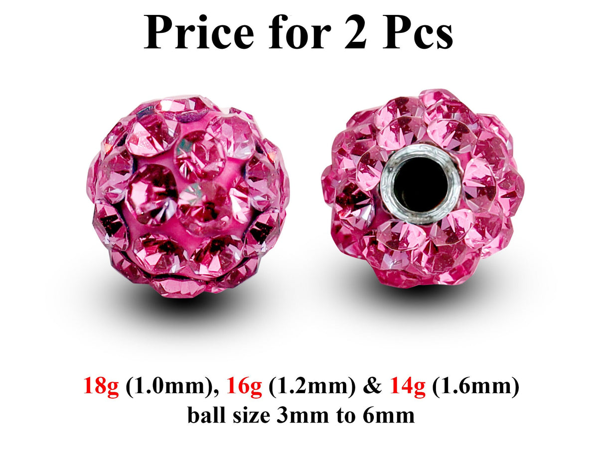 Disco Ball Piercing Attachment: Cubic Zircon Crystal (2pcs)