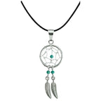 Silver Dreamcatcher Pendant: Genuine Stone Bead Necklace