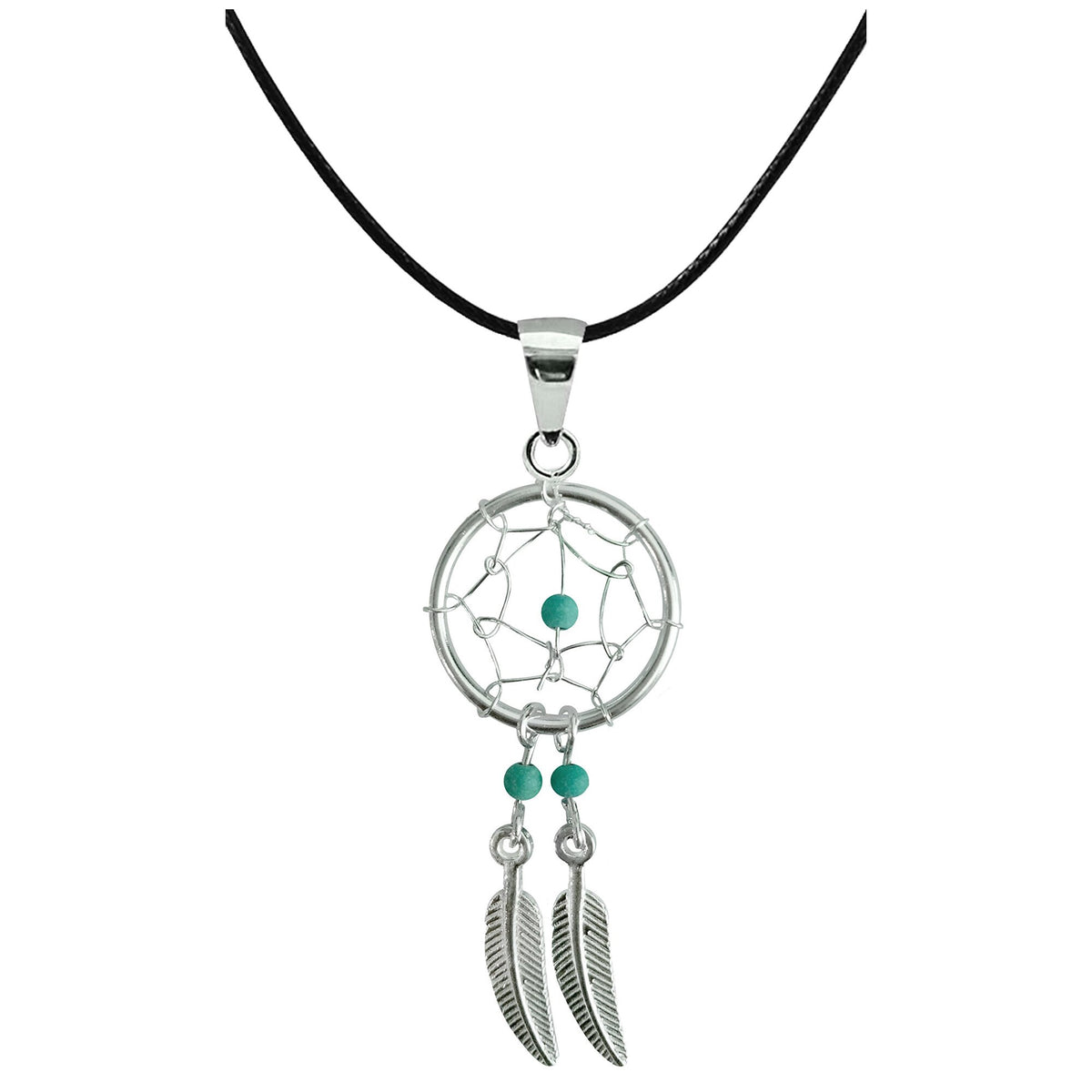 Silver Dreamcatcher Pendant: Genuine Stone Bead Necklace