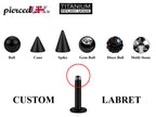 Black Titanium Labret Stud: Custom Lip Piercing (18g 16g 14g)