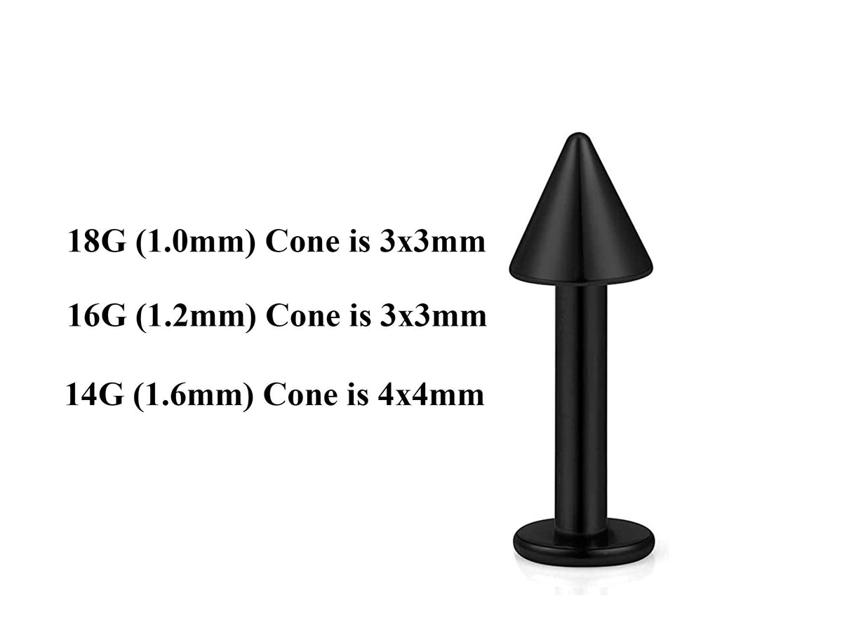 Black Titanium Labret Stud: Custom Lip Piercing (18g 16g 14g)