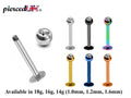 Crystal Top Labret Lip Stud: Surgical Steel Piercing (18g, 16g, 14g)