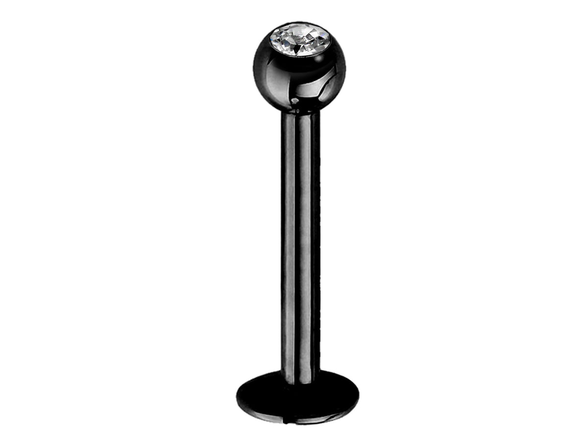 Crystal Top Labret Lip Stud: Surgical Steel Piercing (18g, 16g, 14g)