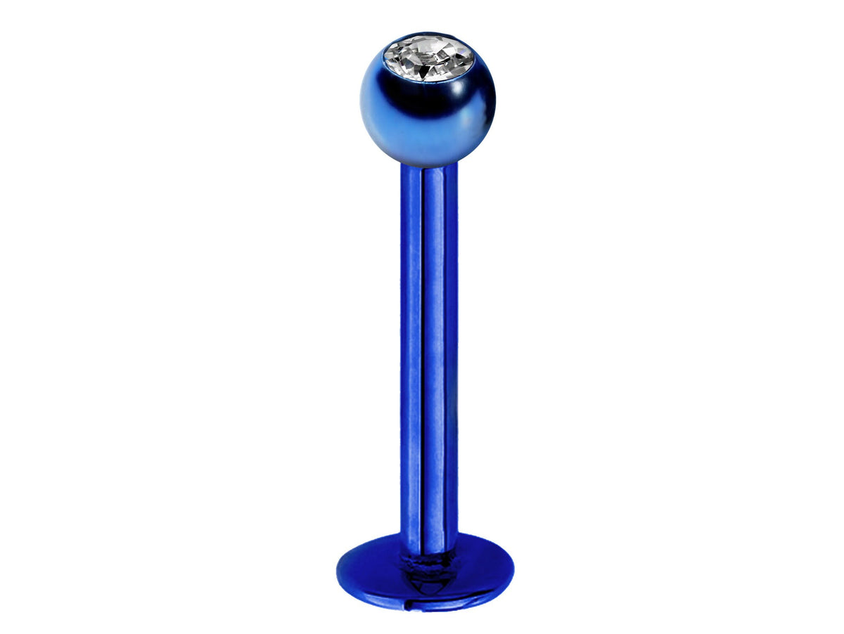 Crystal Top Labret Lip Stud: Surgical Steel Piercing (18g, 16g, 14g)