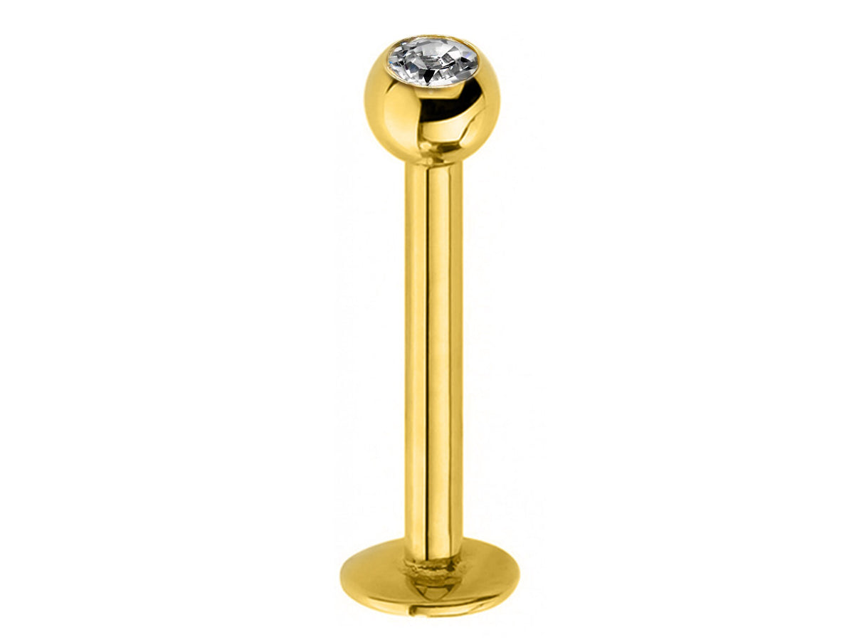 Crystal Top Labret Lip Stud: Surgical Steel Piercing (18g, 16g, 14g)