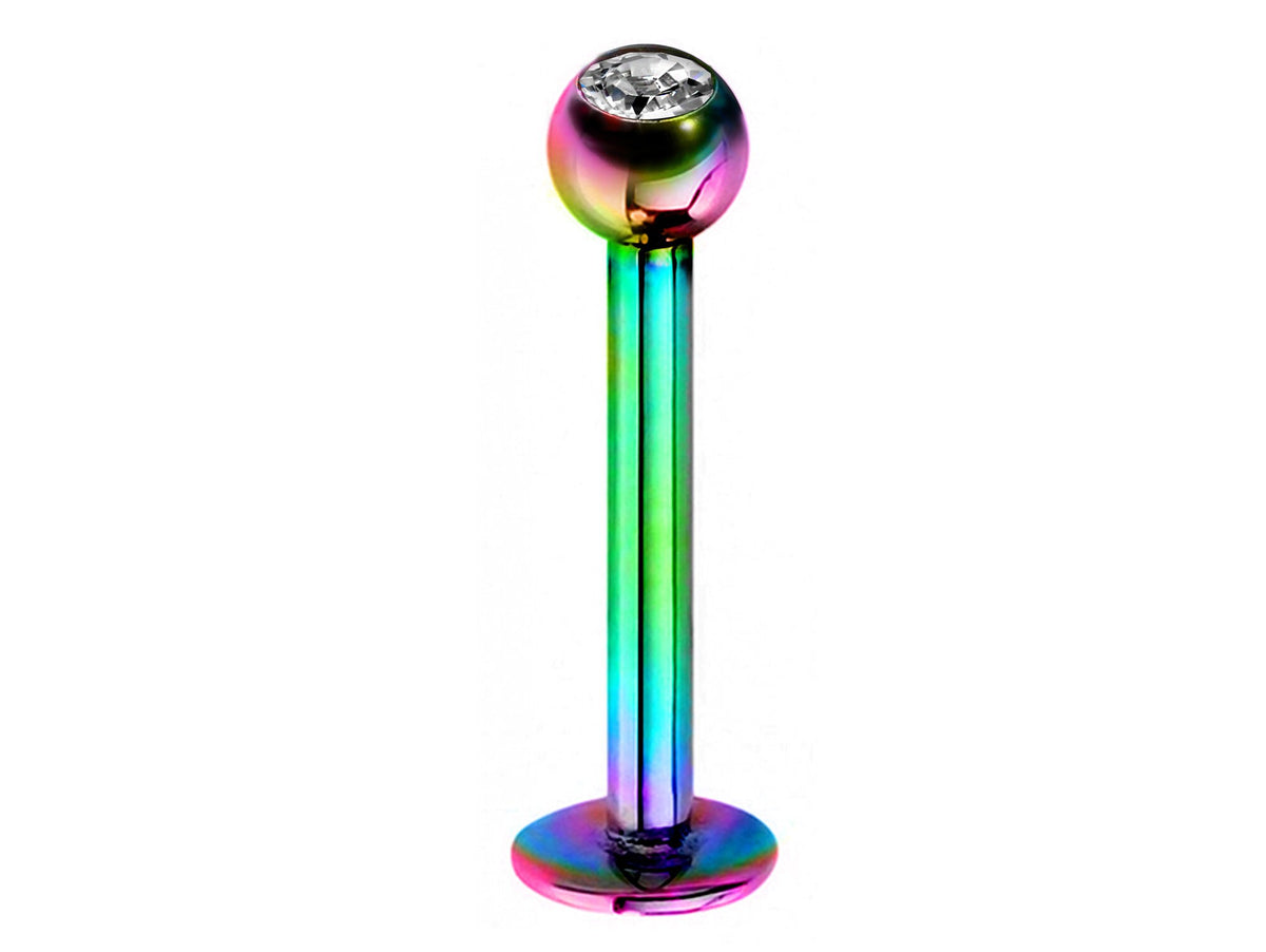 Crystal Top Labret Lip Stud: Surgical Steel Piercing (18g, 16g, 14g)