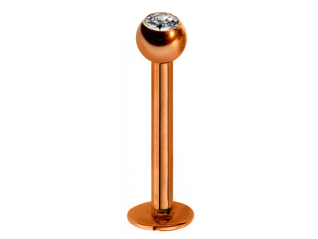 Crystal Top Labret Lip Stud: Surgical Steel Piercing (18g, 16g, 14g)