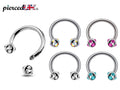 Multi Stone Surgical Steel Horseshoe Barbell: 16G, 14G Septum Ring