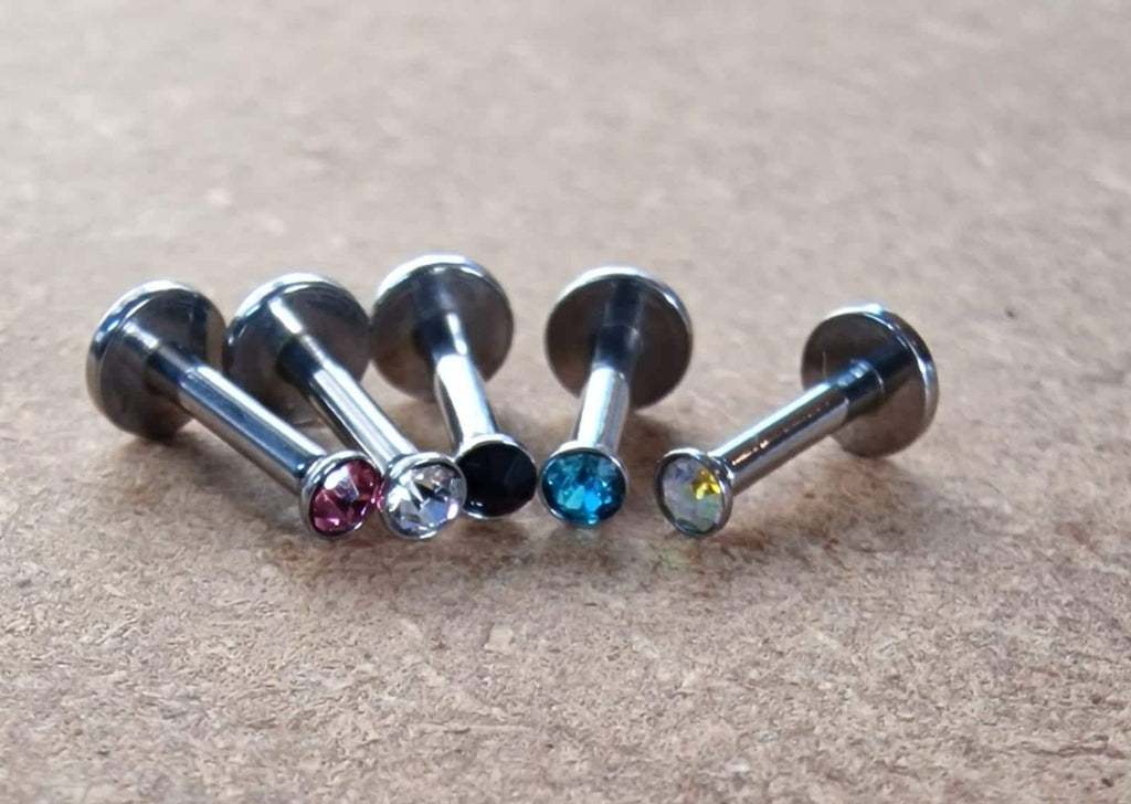 Lip Labret Stud Piercing, 5pcs Lip Jewellery Internally Threaded with Zircon Crystals