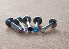 Lip Labret Stud Piercing, 5pcs Lip Jewellery Internally Threaded with Zircon Crystals