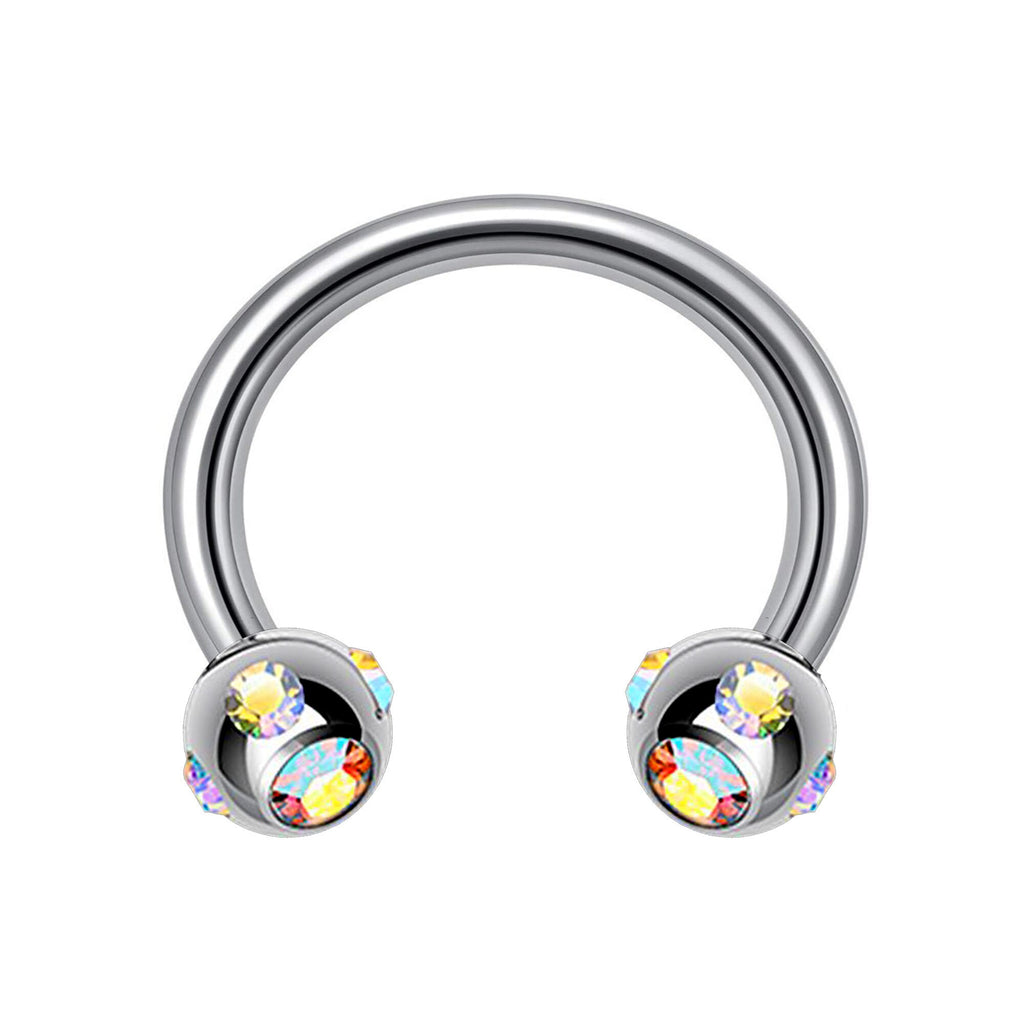 Multi Stone Surgical Steel Horseshoe Barbell: 16G, 14G Septum Ring