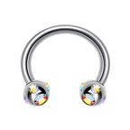 Multi Stone Surgical Steel Horseshoe Barbell: 16G, 14G Septum Ring
