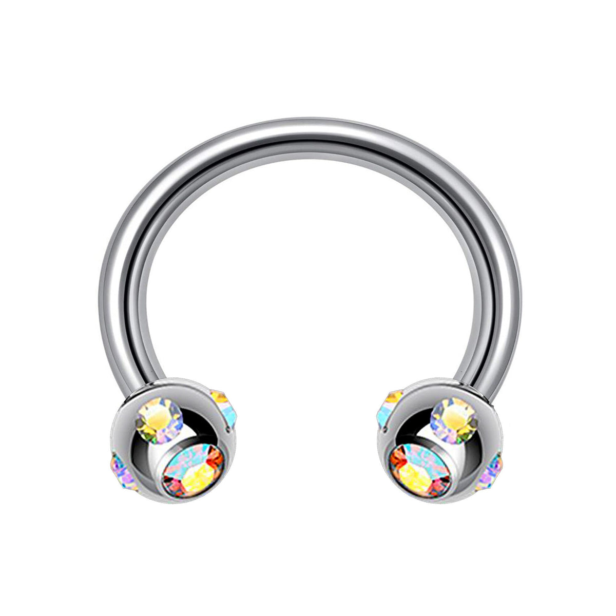 Multi Stone Surgical Steel Horseshoe Barbell: 16G, 14G Septum Ring