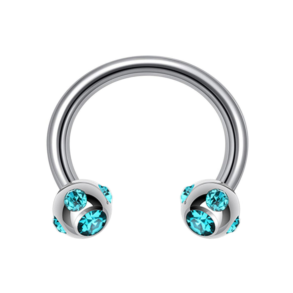 Multi Stone Surgical Steel Horseshoe Barbell: 16G, 14G Septum Ring