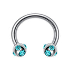 Multi Stone Surgical Steel Horseshoe Barbell: 16G, 14G Septum Ring