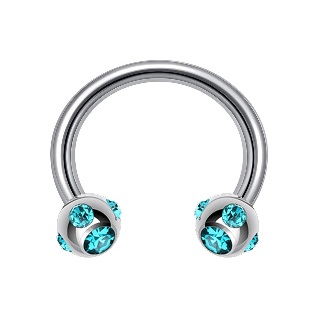 Multi Stone Surgical Steel Horseshoe Barbell: 16G, 14G Septum Ring