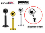 Titanium Internal Labret Stud: 16G 14G Lip Piercing, Flat Back