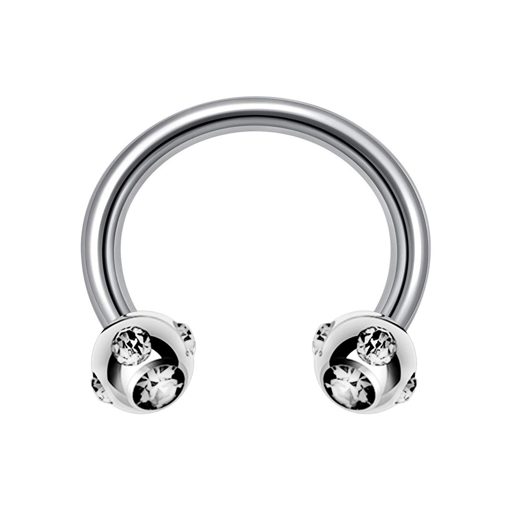 Multi Stone Surgical Steel Horseshoe Barbell: 16G, 14G Septum Ring