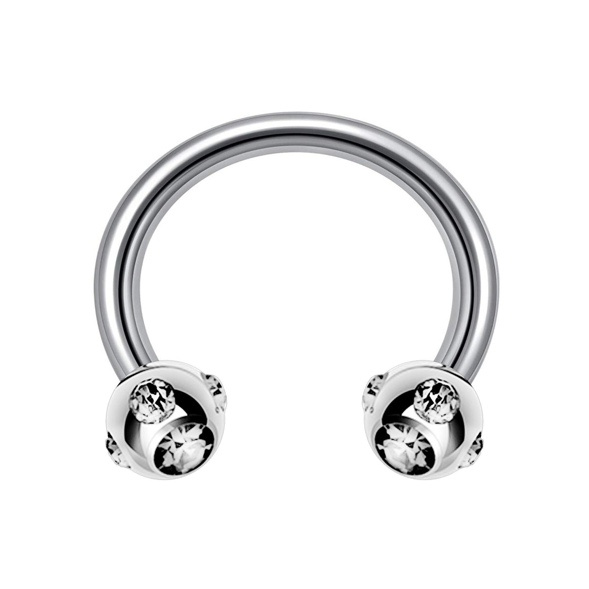 Multi Stone Surgical Steel Horseshoe Barbell: 16G, 14G Septum Ring
