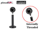 Titanium Internal Labret Stud: 16G 14G Lip Piercing, Flat Back