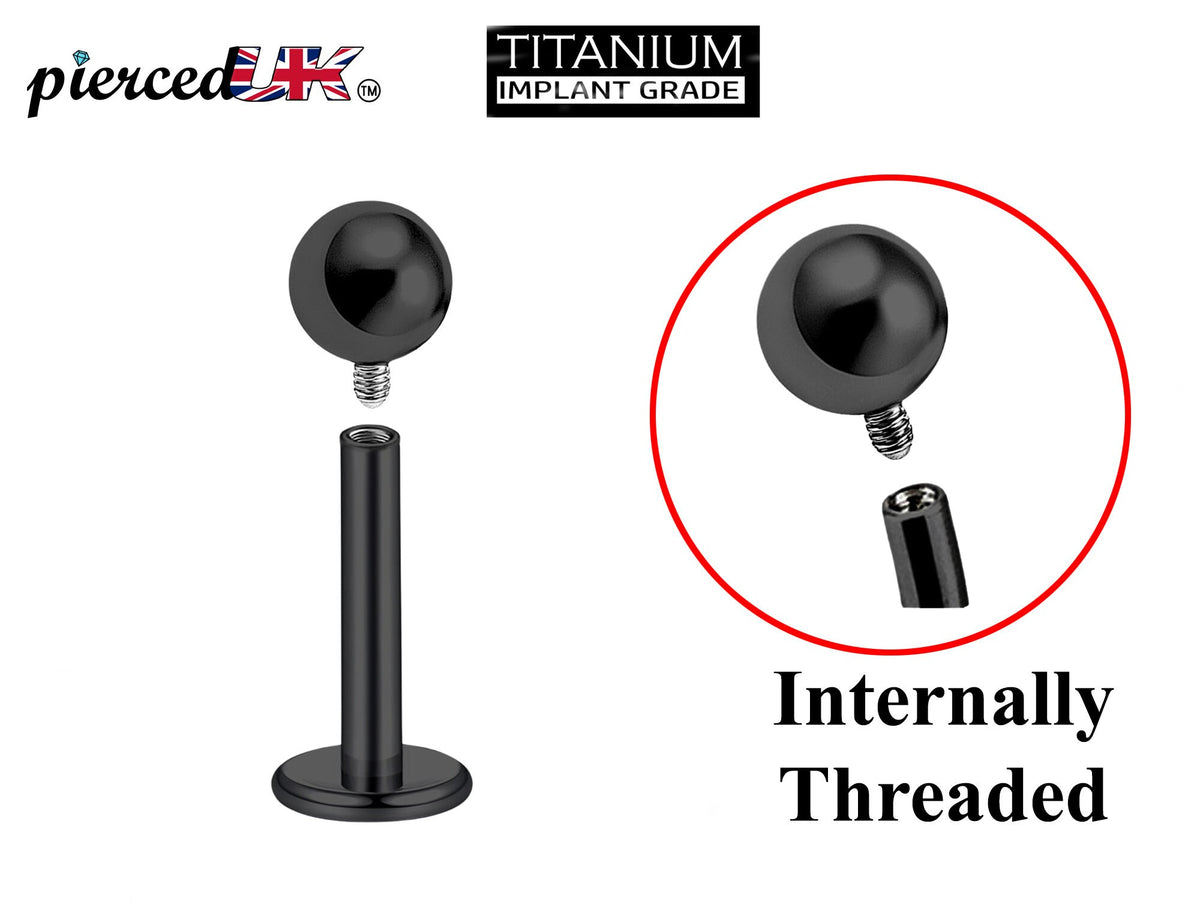 Titanium Internal Labret Stud: 16G 14G Lip Piercing, Flat Back