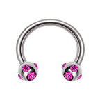 Multi Stone Surgical Steel Horseshoe Barbell: 16G, 14G Septum Ring