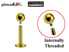 Titanium Internal Labret Stud: 16G 14G Lip Piercing, Flat Back