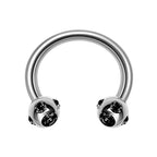 Multi Stone Surgical Steel Horseshoe Barbell: 16G, 14G Septum Ring
