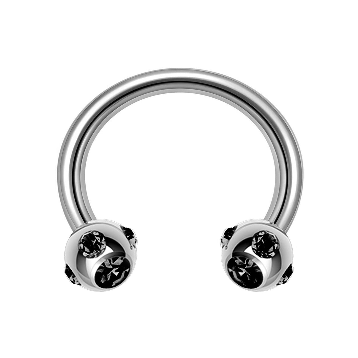 Multi Stone Surgical Steel Horseshoe Barbell: 16G, 14G Septum Ring