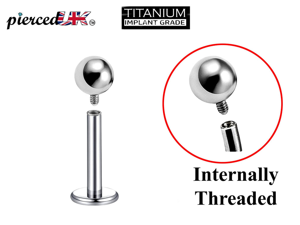 Titanium Internal Labret Stud: 16G 14G Lip Piercing, Flat Back